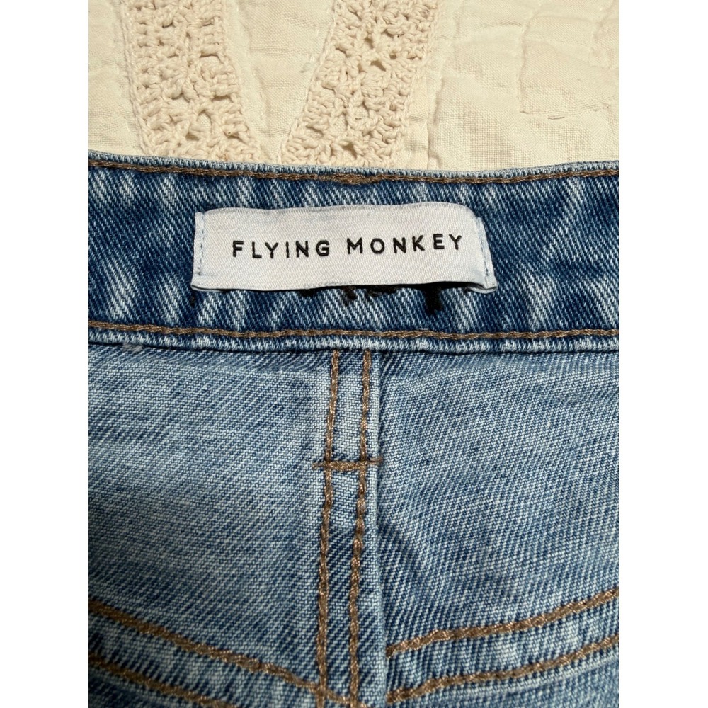 Flying Monkey Distressed Shredded Grunge Jeans Crop Blue High Rise Jr Womens 24 - Picture 5 of 6